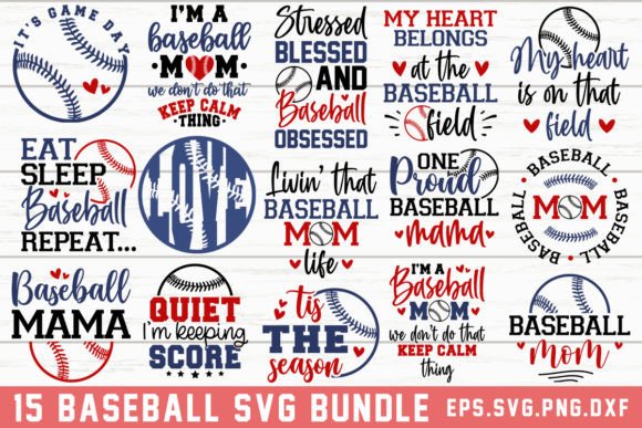 Baseball Mom Quotes SVG Bundle, Cricut