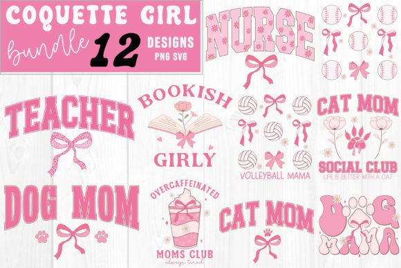 Coquette Girl Mama Mom Bundle Svg Png