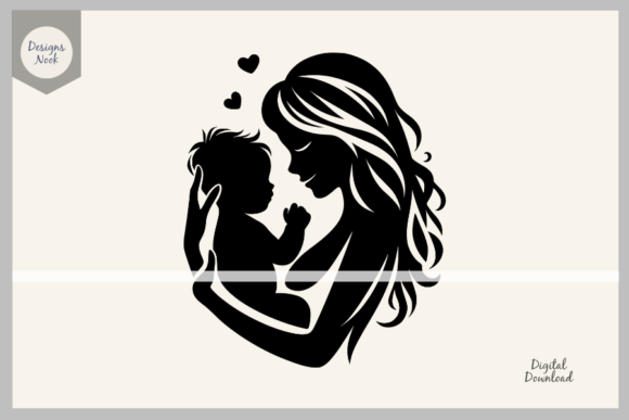 Mom Holding a Baby SVG Clipart PNG DXF Design Review